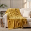 BATTILO HOME Gold Chenille Throw Blanket for Couch, Decorative Fringe