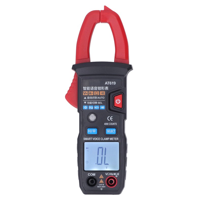 Digital Clamp Meter Automatic Intelligent Voice Announcement ABS Red Multi