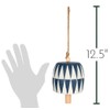 Carson 12.5" Navy and White Triangles Ceramic Bell - Stoneware