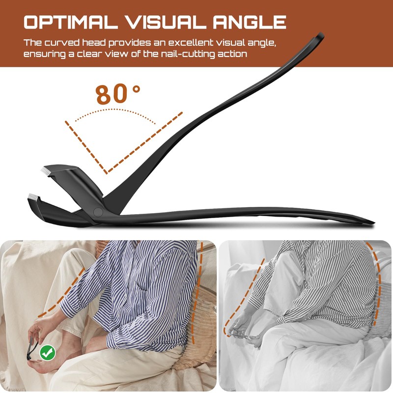 Toenail Clippers for Seniors Thick Toenails, Upgrade Angled Head Large