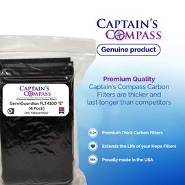 CAPTAIN'S COMPASS Carbon Activated Pre-Filter 4-Pack for use with The GermGuardian FLT4100 Filter E for 3-in-1 Table-Top HEPA Filter Air Purifier Model AC4100