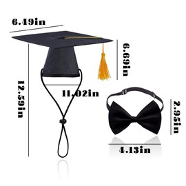 Dog Graduation Cap and Bow Tie Collar for Small Dogs Graduation Outfits for Pets Grad Hat and Bowtie Collar Set for Dogs Cats Graduate Costume for Kitten Puppy Grad Party Favor Accessories