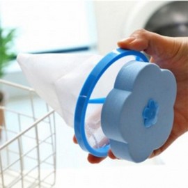 Flower Washing Machine Lint Filter Ball for Top-Loader & Drum Washers | Hair & Debris Trap Net Blue 1pc 50ea