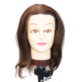 LeeWin Mannequin Head 10inches-22inches Human Hair Hairdresser Cosmetology Mannequin Manikin Training Head Hair Female Europe Face Style (12inches, 4#)