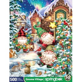 Springbok Gnome Village 500 Piece Holiday Jigsaw Puzzle- Made in The USA with Unique Precision fit Pieces for a Great Puzzling Experience
