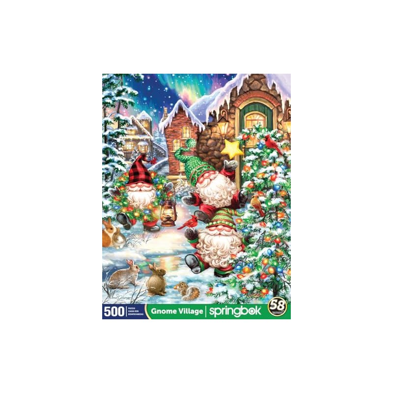 Springbok Gnome Village 500 Piece Holiday Jigsaw Puzzle- Made in