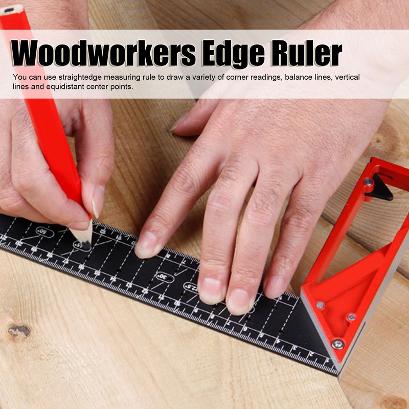 Woodworking Straight Angle Ruler 30° 45° 90° 3mm Thickness Adjustable