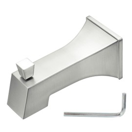 sourcing map Slip on Tub Diverter Spout, Bath Slip-On Tub Spout with Pull-Up Diverter Zinc Alloy Square Bathtub Faucet for 1/2" Water Tube with Hex Wrench and Screw for Bathroom, Brushed Nickel