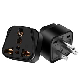 JORINDO 2pcs American US NEMA 6-20P Electrical Plug Adapter，NEMA 6-20P Plug Adapter，US 3 pin Plug to Universal 3 Holes Socket Power Converter for NEMA 5-15P/5-20R/6-15P/6-20P/ EU/AU/US/UK (Black)