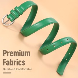 VONMELLI Women's Leather Belt For Jeans Dresses Adjustable Vintage Waist Belts For Women Fashion Leather Belt Classic Ladies Belts With Single Prong Buckle Green M