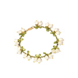 chichengnian Bracelet 2022 New vintage Girlfriends bracelet man-made Pearl Lily Of The Valley Leaf Floral Bracelet Personality Temperament Ethnic Style Accessories