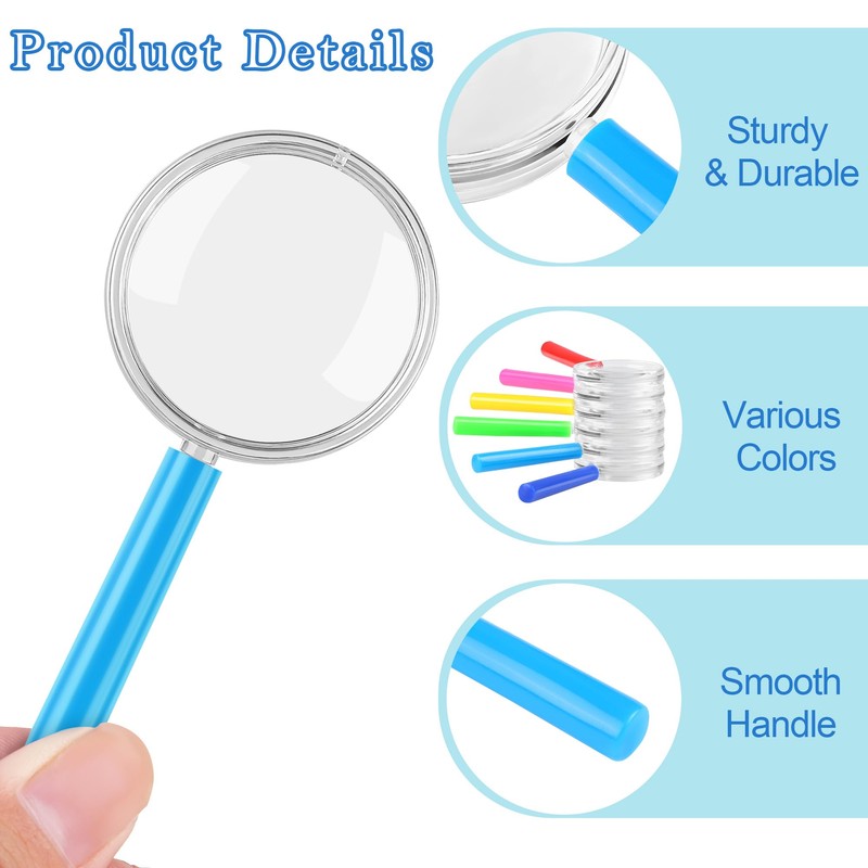 Aodaer 12 Pack Plastic Magnifying Glasses 3X Handheld Magnifying Glasses