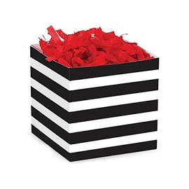 Pack of 6, Black and White Stripe Square Favor Box, 3.75x3.75x3.75" for Party Favors