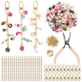 354Pcs Charms Lip Gloss Keychain Making Kit,DIY Craft Supplies Including Key Clips, Keychains, Extension Chains, Jewelry Pliers, and Bag Charm kit, Suitable for Jewelry Making,Gifts (DIY 302)