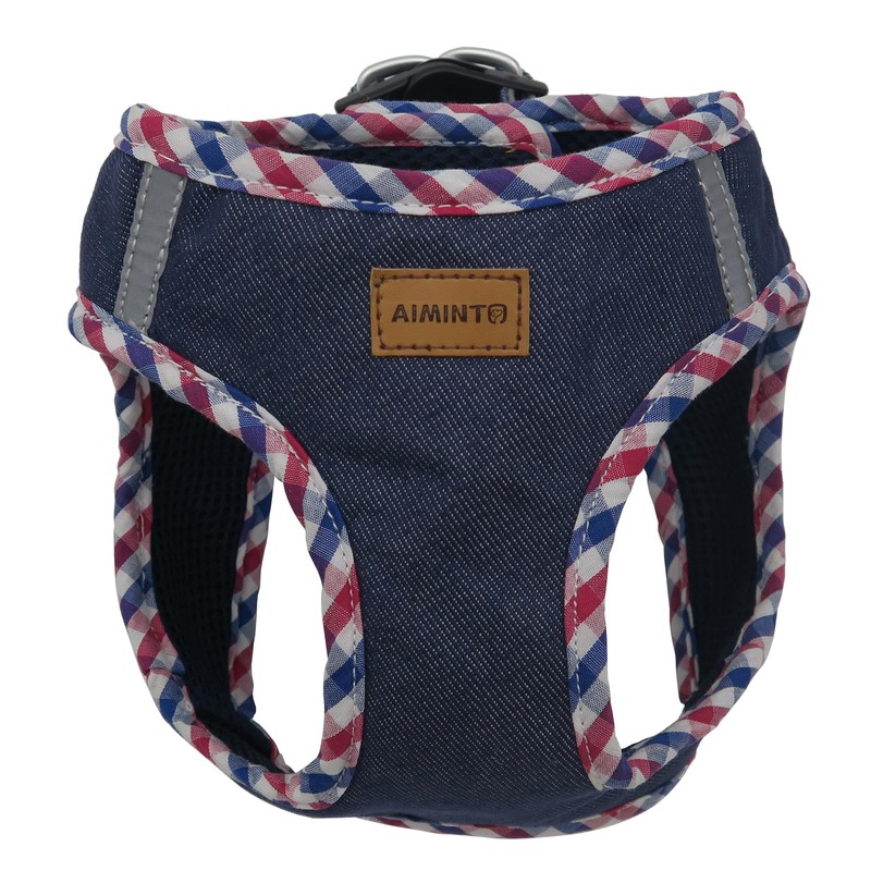 Aiminto Denim Dog Harness & Leash Set, Breathable Mesh, Lightweight,