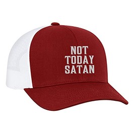 Men's Funny Christian Not Today Satan Mesh Back Trucker Cap, Red/White