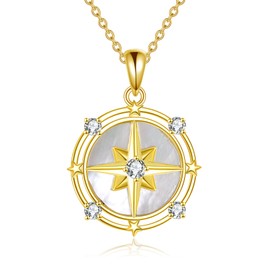 ONEFINITY North Star Necklace For Women 925 Sterling Silver North Star Pendant Gold-Plated Compass Necklace Star Jewellery