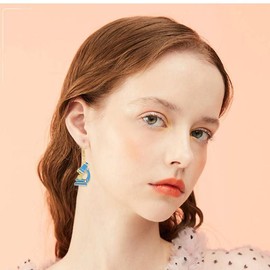 8 Pairs Biology Chemistry Earrings for Women Unique Creative Microscope DNA Bottle Earring Laboratory Scientist Teacher Nerd Individual Gifts (Gold)