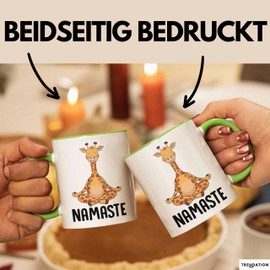 Giraffe Cup Giraffe Head Face Animal Africa Zoo Gift Namaste Yoga (Green)