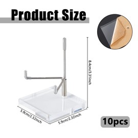 DICOSMETIC 10 Sets Adjustable Metal Arm Display Stand Stainless Steel Rock Display Easel Holder Crystal Displaying Stand with Square Acrylic Base for Displaying Gemstone Agate Mineral