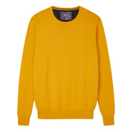 Charles Wilson Men's Fine Knit Cotton Crew Neck Jumper (XXL, Yellow (0422))