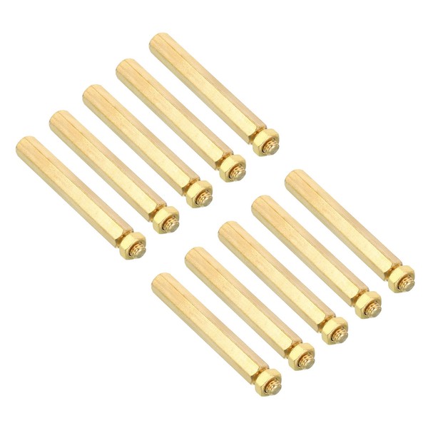 PATIKIL 50mm+6mm M5 Standoff Screws, 10 Pack Brass Hex PCB