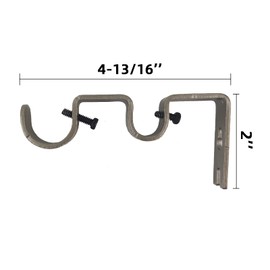 Kowibcl 6PCS Double Curtain Rod Brackets,Fits up to 1 and 5/8 inch Rods, Double Curtain Rod Holder for Wall, Pewter