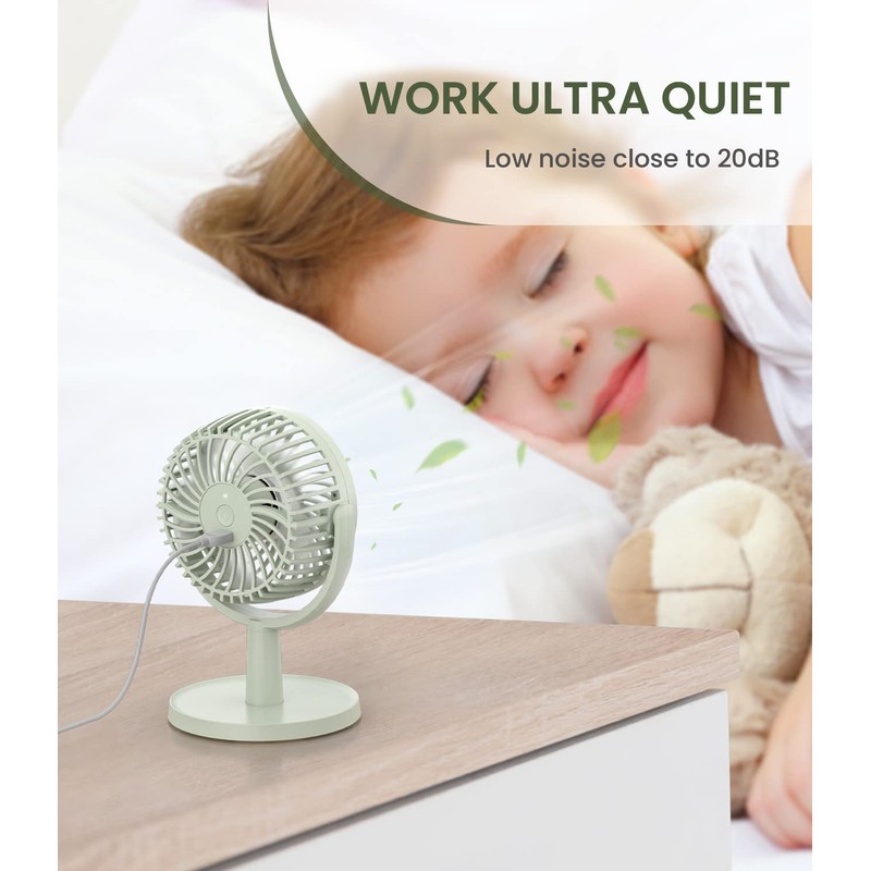 Mini Desk Fan, USB Powered Desktop Fan with 4 Speeds,