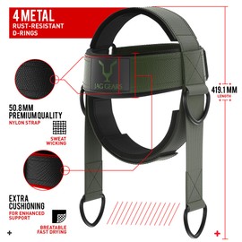 JAG GEARS Neck Trainer Neck Training - 7 mm Neoprene Padded Neck Trainer with 110 cm Long Adjustable Steel Chain Head Harness for Neck Training - Head Harness for Gym, Weight Training (Green)