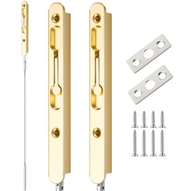 Blulu 2 Pcs 18 Inch Extended Flip Lever Flush Bolt for Double Door, Extra Long Heavy Duty French Door Locks Hardware (Brass)