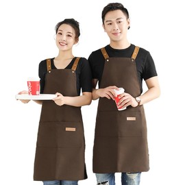 deoway Apron, Adjustable Length, Women's, Apron, Men's, Stylish, H-Shaped, Cafe Apron, Garden Apron, With Pockets, Wrinkle-Resistant, Adjustable Cafe Style, Waterproof Apron, Braun