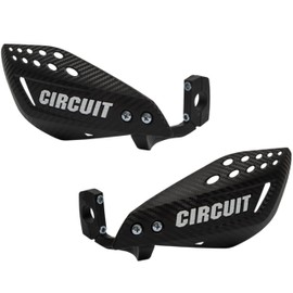 CIRCUIT EQUIPMENT Universal Motorcycle Handguards - High-strength Polymer, Ergonomic Design, Durable in Any Weather - Includes Carbon/White Handguards, Brackets and Screws for Protection and Style