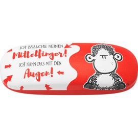Sheepworld Glasses Case with Eyes Motif | Hard Case 17.5 cm x 6 cm Red | Gift, Birthday, Funny Gift | 47964
