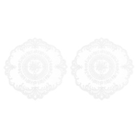 sourcing map 2Pcs Retro Lace Placemats, French Crochet Doilies Round Embroidered Hollow Cup Vase Table Mat for Dining Table Kitchen Party 11.02x11.02inch, Pure White