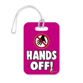 LT224 Hands Off! Novelty Funny Unique Designer Gift Glossy Plastic Suitcase Luggage Tag