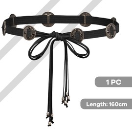 BelleVive Bohemian Waist Belt for Women Renaissance Belt Waist Belt for Dresses Long Rope Ring Knotted Belt for Women Chain Cross Body Waistband Accessories, black