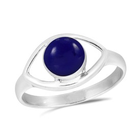 AeraVida Mystical Evil Eye with Simulated Blue Lapis-Lazuli Inlay .925 Sterling Silver Ring | Spiritual Protection Jewelry for Women & Men