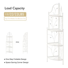 Glitzhome 52" H Corner 4-Tiered White Metal Shelf Plant Stand for Indoor Outdoor Garden Farmhouse