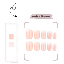 Square Press on Nails Square Short Fake Nails Nude False Nails Cute Glossy Full Cover Acrylic Nails Summer Glue on Nail Artificial Stick on Nail for Women Manicure DIY