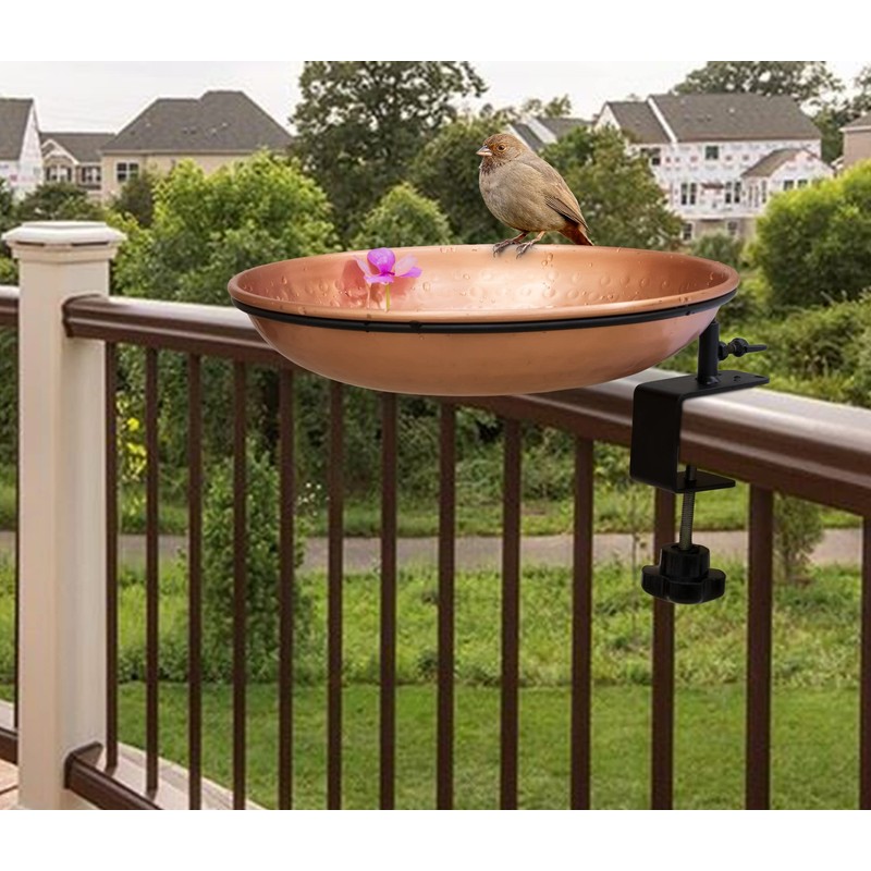 Monarch Abode Pure Copper Hand Hammered Deck Mounted Bird Bath