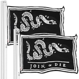G128 2 Pack: Join or Die Black Flag | 3x5 Ft | LiteWeave Pro Series Printed 150D Polyester | Historical Flag, Indoor/Outdoor, Vibrant Colors, Brass Grommets, More Durable Than 100D 75D Polyester