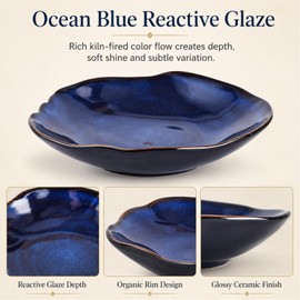 Blue Ceramic Decorative Bowl –8.3" Small Trinket Dish, Fruit Bowl, Candy Dish, Key Bowl for Entryway Table, Jewelry & Ring Dish, Porcelain Catchall Dish for Kitchen, Bedside, Living Room Home Decor