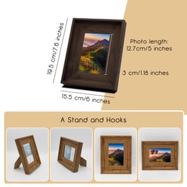 Andiker 5x3.5 Inch Photo Frame, Retro Picture Frame for Wall and Tabletop Display, Resin Photo Frame for Bedroom Office Wedding Birthday (Natural)