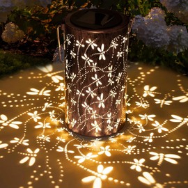 AZEEBOI Dragonfly Solar Lantern Outdoor Decorations, Waterproof Hanging Lights for Outside Garden Yard Patio Porch Balcony Decor, Christmas Birthday Gifts for Mom Grandma Women