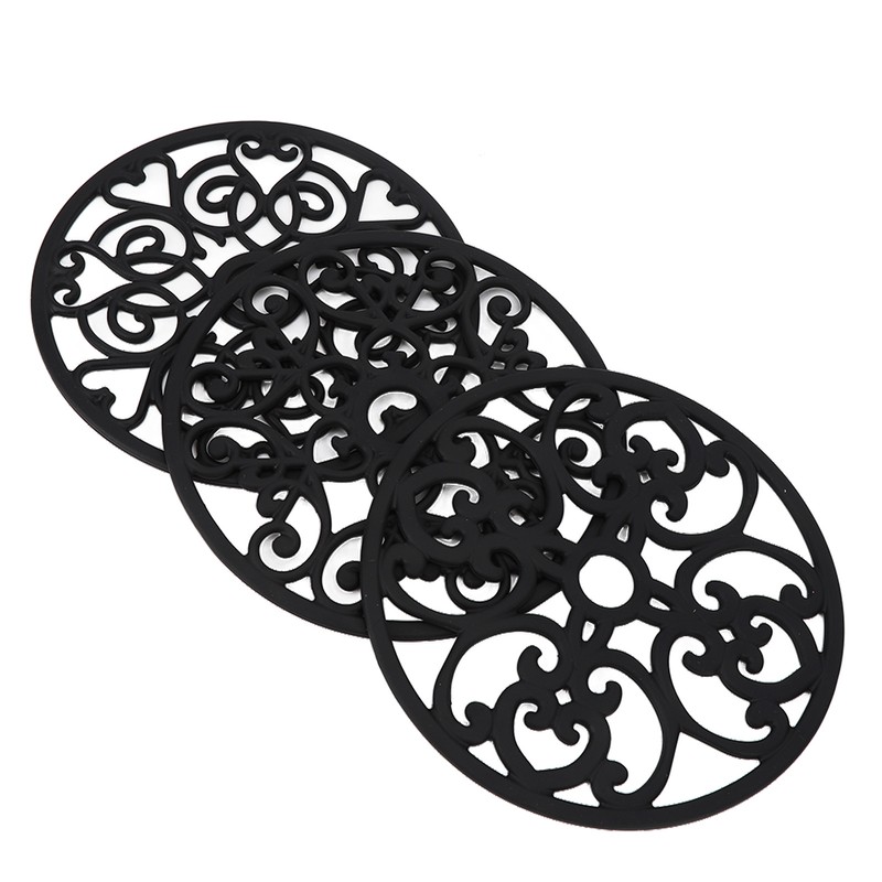3pcs Modern Kitchen Trivets Waterproof Hollow Carved High Temperature Resistance