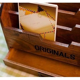 Ansimple Vintage Natural Wooden Drawer Small Magazine Rack Fashion Accessories