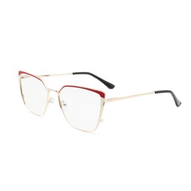 COVESATO Oversized Metal Frame Reading Glasses for Women,Fashion Cat Eye Ladies Readers (Red,1.50)