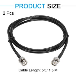 MECCANIXITY 2PCS RG58 Coaxial Cable 5ft/1.5 M, BNC Male to BNC Male Coax Cable 50 Ohm Low Loss Cable for CB Radio, Ham Radio, Antenna Analyzer