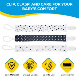 5-Pack Pacifier Clips Set for Baby Boy and Girl Baby Pacifier Holder Clip, Fits for Most Pacifiers, Protects Your Baby, Binkie Styles & Baby Teethers & Toys and Gift - Black and White