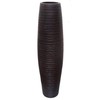 Brown Decorative Contemporary Mango Wood Ribbed Design Round Floor Vase,